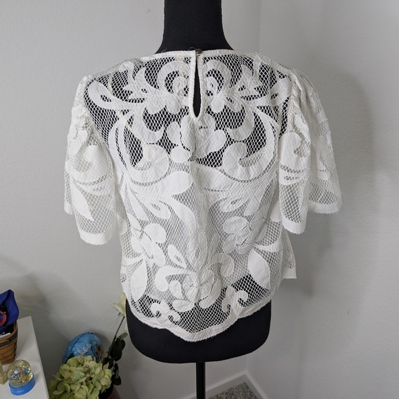 💘 NWOT Anthropologie Cutwork Lace Top - Picture 5 of 8